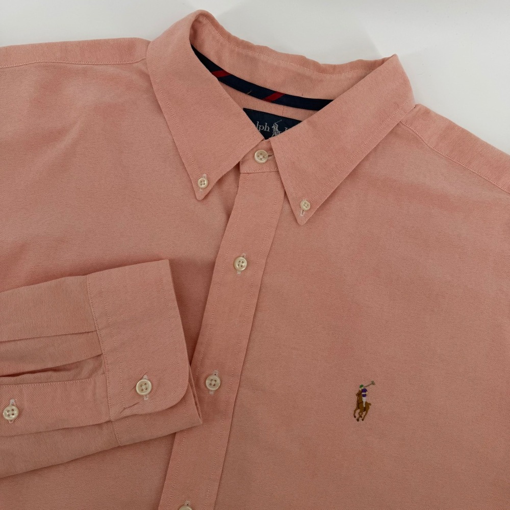 Ralph Lauren Oxford Shirt Mens XXL Peach Pink Long Sleeve Classic Fit Cotton